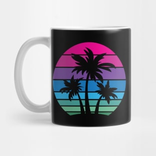 Retro 80s and 90s Tropical Beach Style Palm Tree Sunset Design Mug